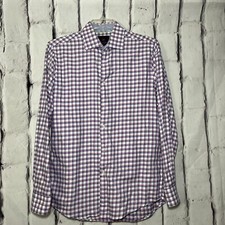 Tattersall London Long Sleeve Button Down Shirt Mens 15.5 34/35 Pink Check Plaid