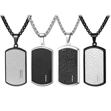 Men's Army Stainless Steel Cubic Zirconia Dog Tag Pendant Personalized Necklace
