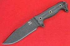 Busse Custom ASH1 Variant .233" Flat Ground Black Crinkle Blade Standard Blk G10