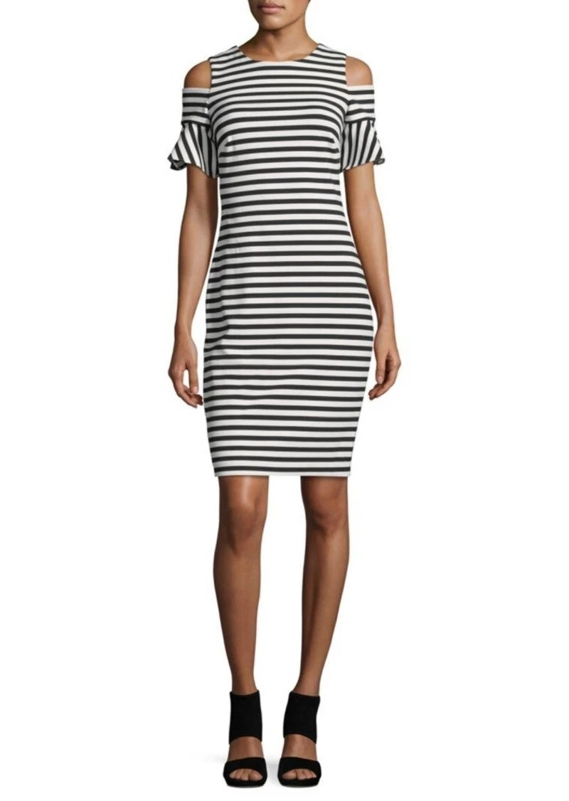 Striped cold store shoulder dress
