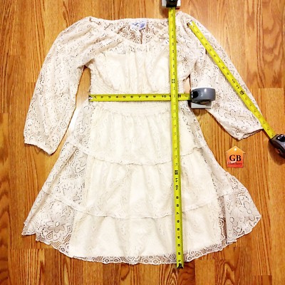 M Size Girl's dress Allison Brittany Lace style Shoulder Strap Beige Layered | eBay M Size Girl's dress Allison Brittany Lace style Shoulder Strap Beige Layered | eBay