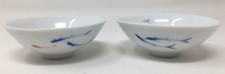 Set of 2 Chinese/Asian White Ceramic Bowls with Koi Fish