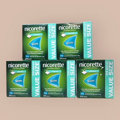 Nicorette Gum 4mg 1050 Pieces Spearmint Nicotine 5 or 10 Small