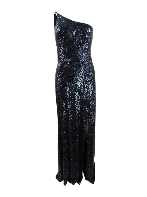 Multicolor Sequin One Shoulder Gown 
