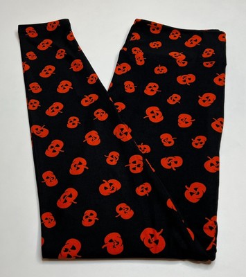 NEW LuLaRoe OS Leggings BLACK ORANGE PUMPKIN Halloween Jack-O-Lantern Spooky