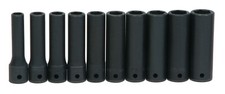 12 Drive 6 Point Impact Deep Socket Set 10pc Supertorque Black Finish Williams