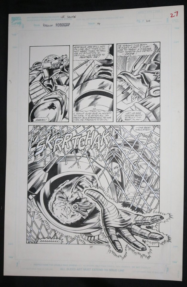 RoboCop #14 p.20/27 - VS Colonel Flak 1/2 Splash - 1991 Art By Lee Sullivan Comic Art
