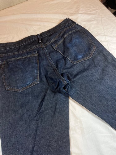 32x34 Earnest Sewn Jeans Fulton Mens Denim Straight Dark Blue Wash Made in USA - Picture 18 of 24