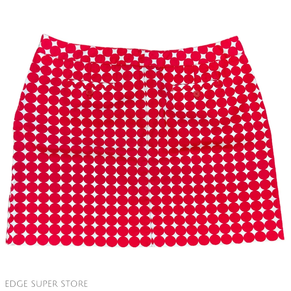 Larry Levine Red Diamond Print Straight Pencil Stretch Zip Short Skirt Size 16 - Image 4 of 4