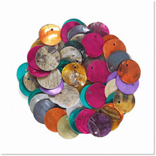 150pcs Natural 15mm Flat Round Mussel Shell Coin Drop Charm Beads - Handcrafted