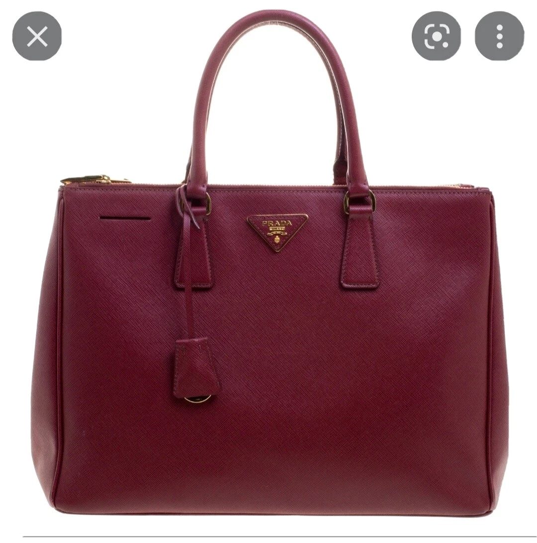 Prada Large Saffiano Lux Promenade Tote Bag - Burgundy Totes