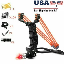 Slingshot Set High Velocity Catapult Hunting Sling w/ Laser Flashlight & Balls