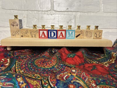 Adam” Handmade Wooden Block Menorah