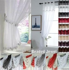 Image of Diamante JEWELLED Glitter Sequin Sparkle Voile Swag Beaded Jewel Curtain Panel