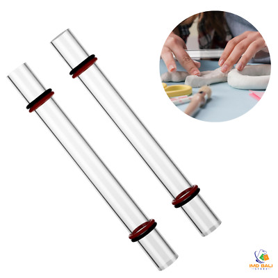 Polymer Clay Roller Tools Acrylic Rod & Thickness Rings Kit for Pottery 2 Pieces
