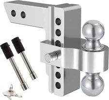 2'' Receiver 6'' Drop Rise Adjustable Trailer Tow Hitch Dual Ball W/Lock 12500lb