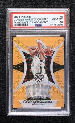 2023 Panini Mosaic Fluorescent Orange Prizm 13/25 Giannis Antetokounmpo #8 0x3f