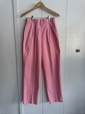 Vintage 1980s Pink Pleated Polyester Cotton Blend Pants High Waisted Rise