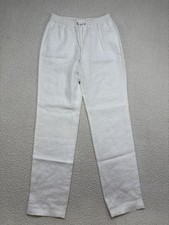 Michael Kors White 100 Linen Pants Slacks Straight Leg Womens Sz 2 Drawstring