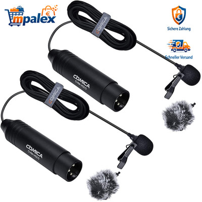 Professionelles omnidirektionales Lavalier Ansteckmikrofon XLR 48V 4,5m 2er Set