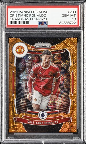 2021 PANINI PRIZM PREMIER LEAGUE ORANGE MOJO PRIZM #283 CRISTIANO RONALDO PSA 10