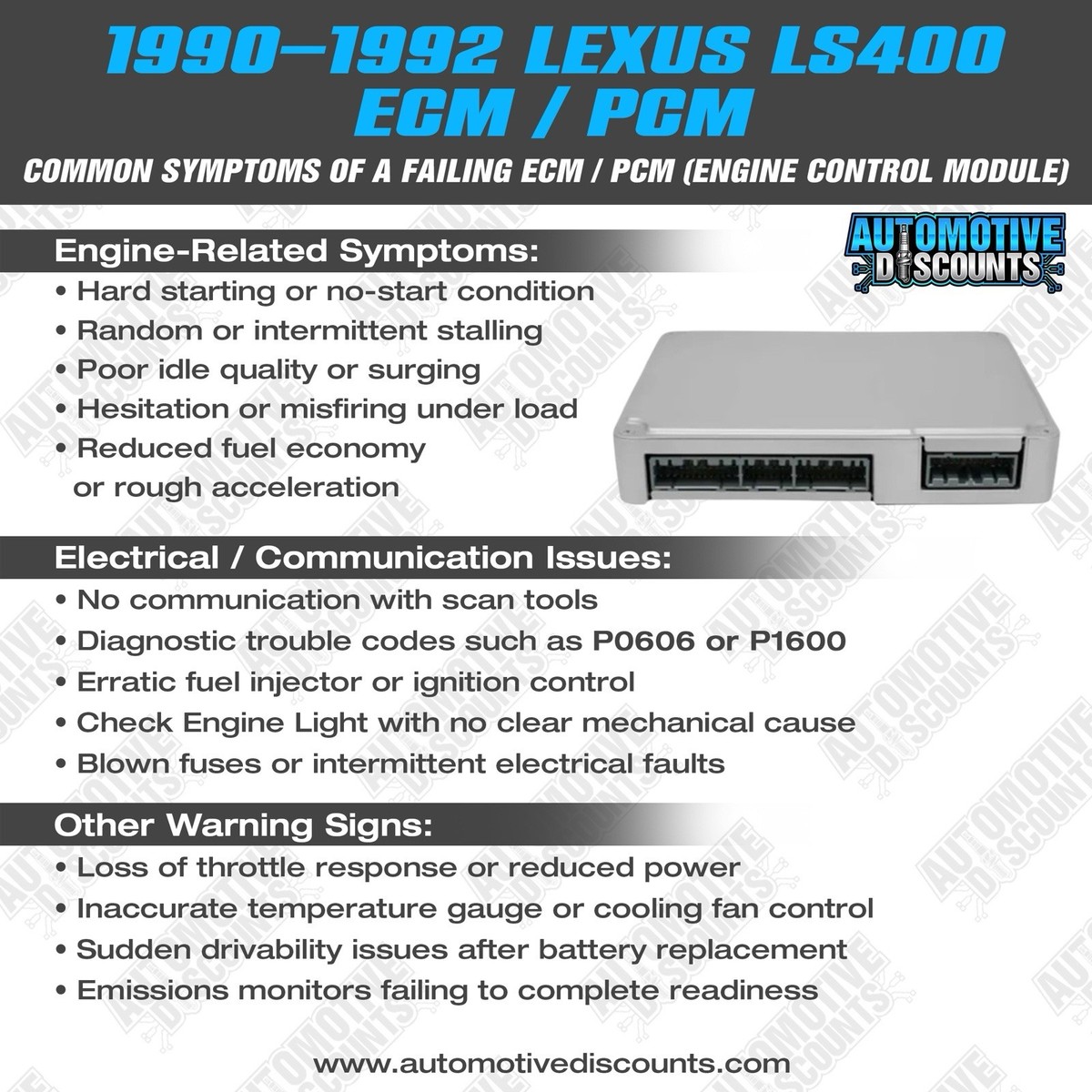 1991 Lexus Ls400 ECU Engine Computer Control Module 89661-50032