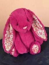 Jellycat Medium Bashful Rose Blossom Bunny Rare Retired Hot Pink Rabbit Plush