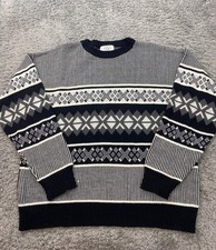 Vtg Sears Sweater Men XL Gray Nordic Fair Isle Geometric Southwest Fisherman 90s