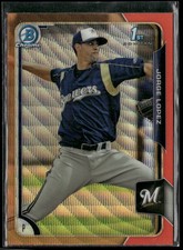 Jorge Lopez Rookie Orange Wave Refractor 2015 1st Bowman Milwaukee Brewers
