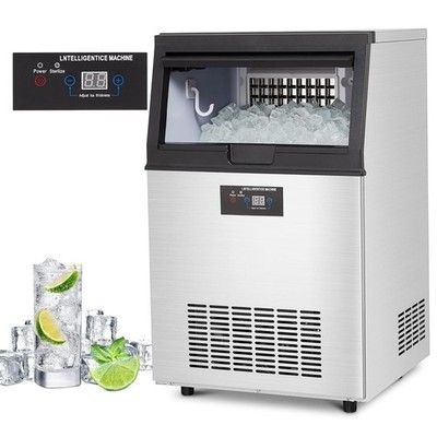 80LBS/24H Commercial Ice Maker Freestanding Stainless Steel Ice Machine for Home
