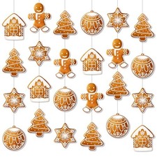 8pcs Christmas Gingerbread Snowflakes Garlands Banners Gingerbread House