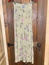 Carole Little Size 4 Green Floral Fairy Maxi Length Skirt Y2K 90s Vintage