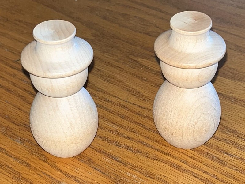 CHRISTMAS Snowman (Set Of 2) Unfinished Curtain Rod Finials (Turnings) Shaped BN