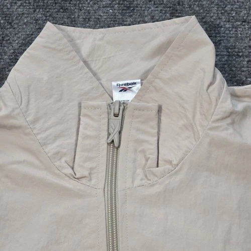 NWT Reebok Vector Tracktop Mens Medium 'Stucco' Beige Tan Track Jacket Knit Logo image 4