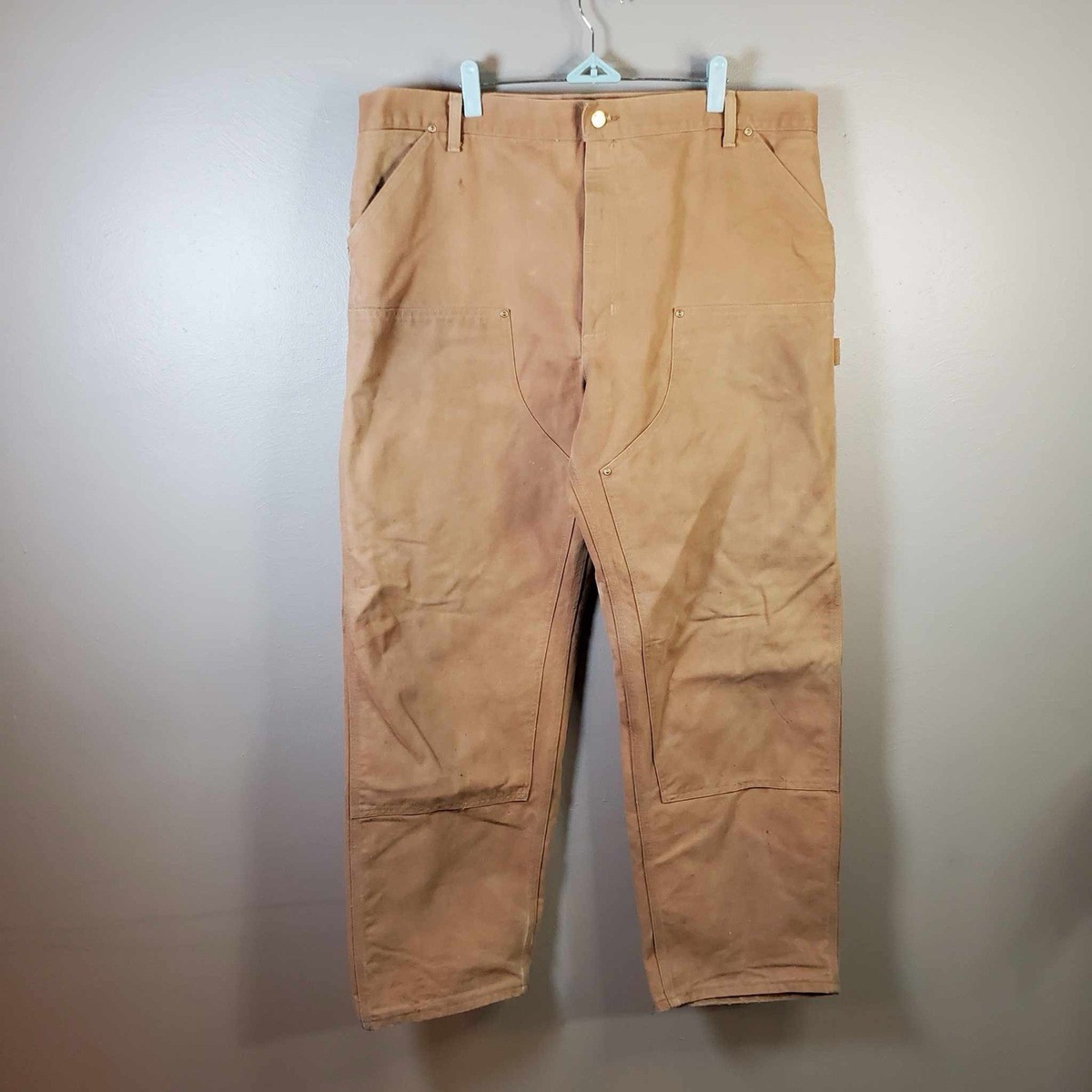 vtg usa made CARHARTT B01 BRN canvas double knee pants 40 X 31