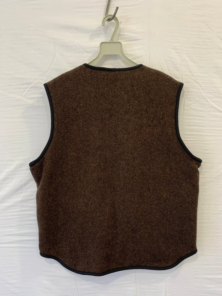 Woolrich Men’s Sherpa Lined Wool Vest Brown Zip Front Fleece Interior Sz M/L#119 - Image 2 of 4