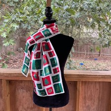 Echo Women's Vintage Christmas Theme Scarf Red White And Green 100 Polyester