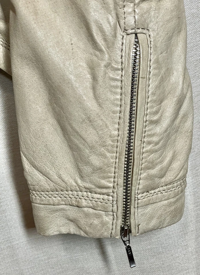 Vintage - Chaqueta de cuero Danier forrada - Color crema - Talla S Foto 2 de 4