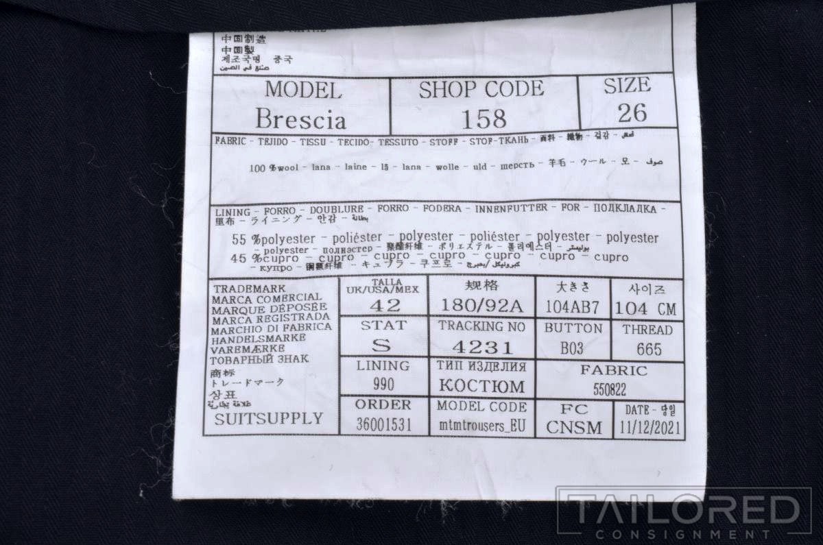 SUITSUPPLY Solid Blue Polyester Mens Flat Front L… - image 4