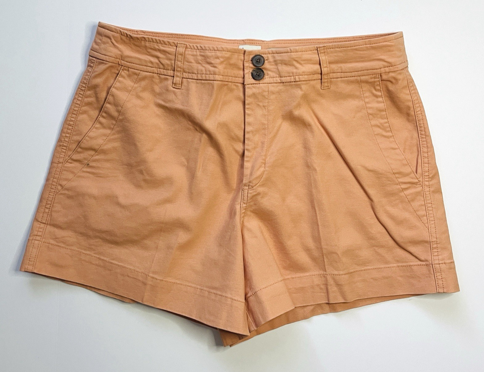 A New Day Women's Stretch Chino Shorts Size 12 'Elastizado' High-Rise in Coral