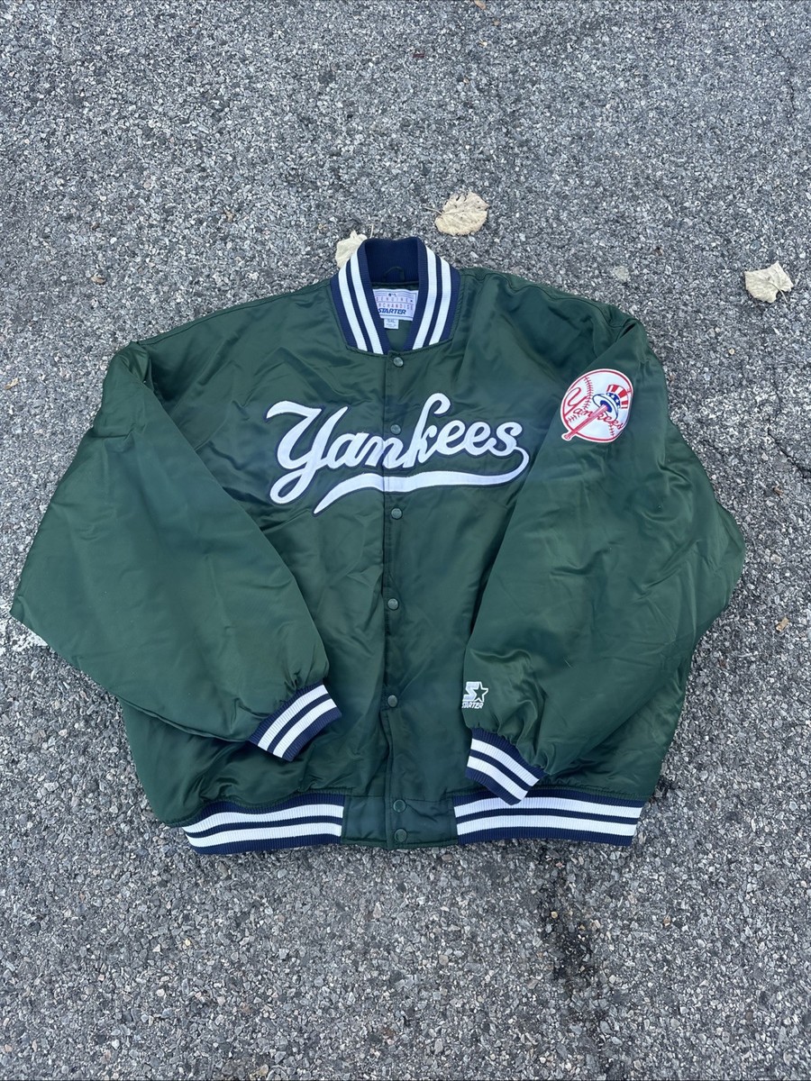 USA製 90s Yankees スタジャン ダークグリーン Lサイズ Vintage Starter Yankees Satin Jacket 90's Bomber Puffer Green 5XL
