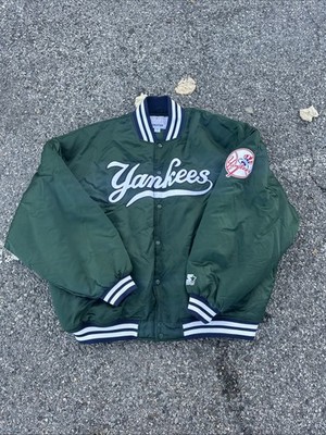 90s NewYork Yankees スタジャン フリース グリーン 希少 L Vintage Starter Yankees Satin Jacket 90's Bomber Puffer Green 5XL