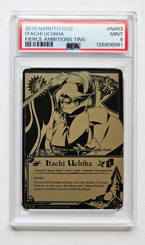 Itachi Uchiha PSA 9 Naruto CCG N453 Fierce Ambitions Tins Black Gold Bandai 2010