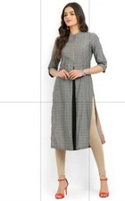 Women's "W" Brand Polka Print Cotton Blend Straight Printed Kurta 8