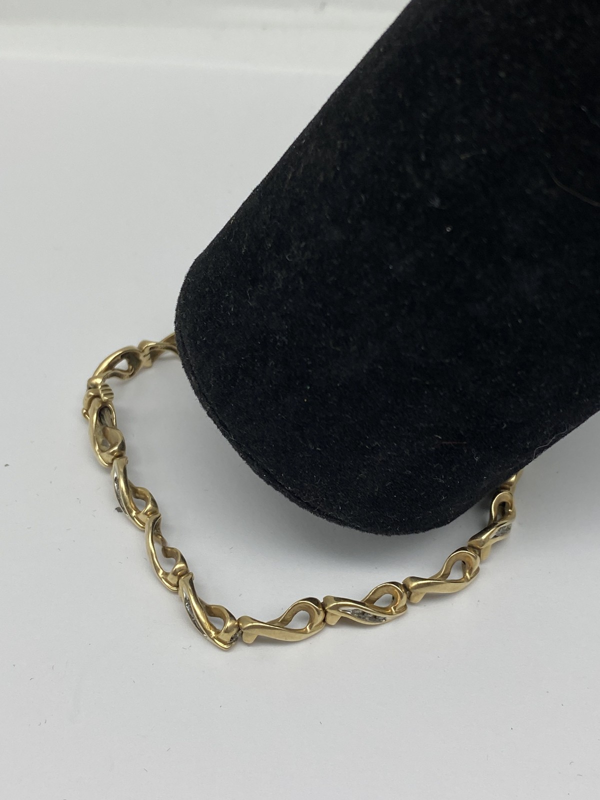 Solid 10k Yellow Gold Diamond Infinity Bracelet 1… - image 5