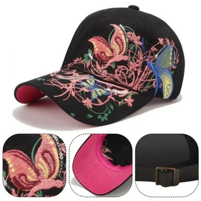 New Women Girls Baseball Cap Embroidery Flower Butterfly Snapback Hat Casual Cap