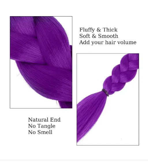 Фиолетовый плетеный хвост Rumi костюм 26» синтетическая заколка для волос для детей - Изображение 4 из 4