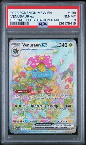 2023 POKEMON MEW EN-151 SPECIAL ILLUSTRATION RARE #198 VENUSAUR EX PSA 8