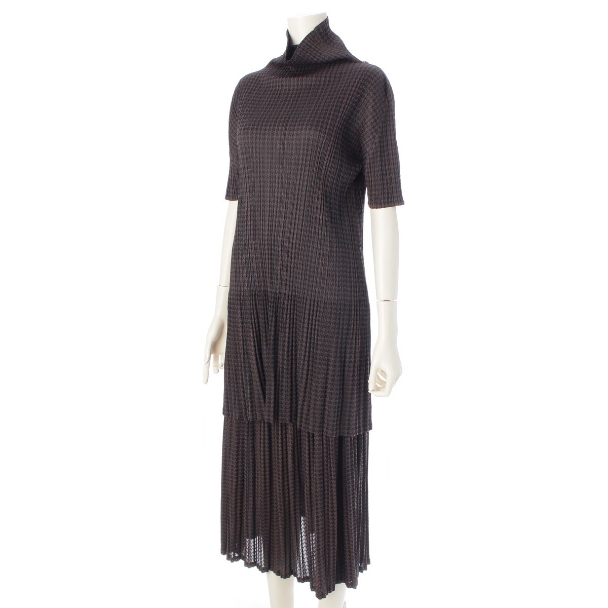 PLEATS PLEASE ISSEY  Houndstooth Pattern Short Sl… - image 2