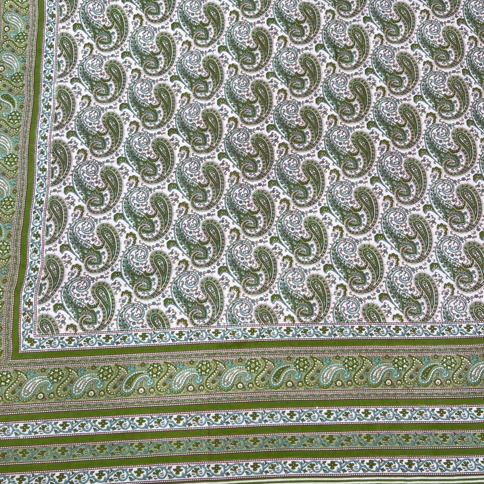 Williams Sonoma Marketplace Green Paisley Floral Rectangular Tablecloth 70"x90" - Image 3 of 4